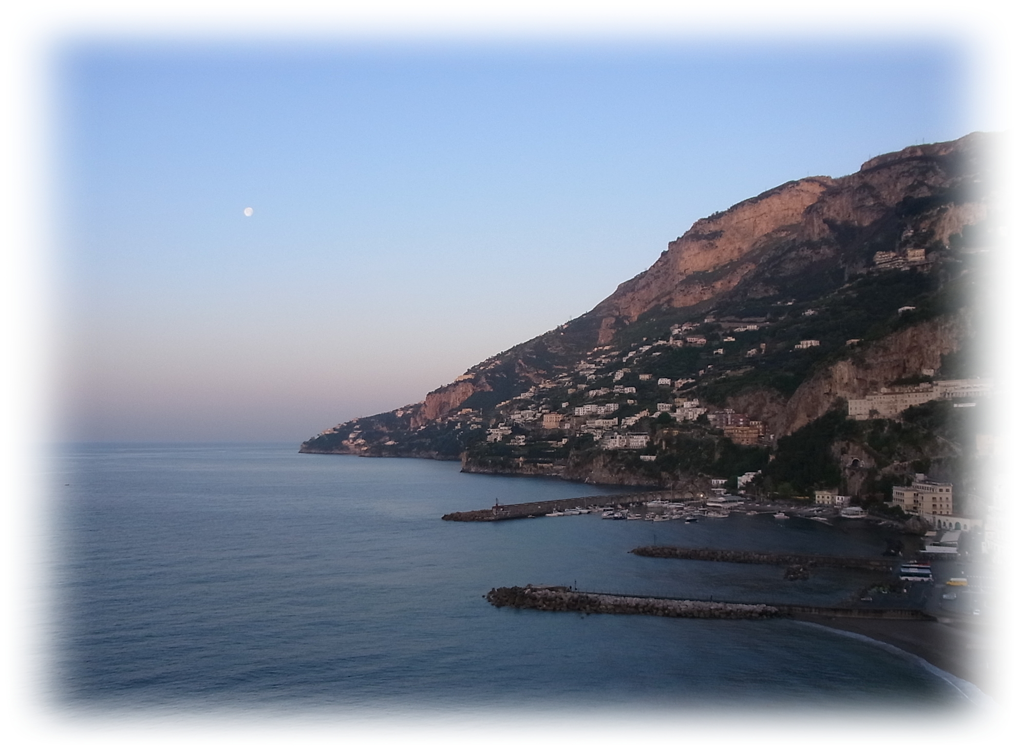 Amalfi coast at dawn seen from Hotel Luna convento