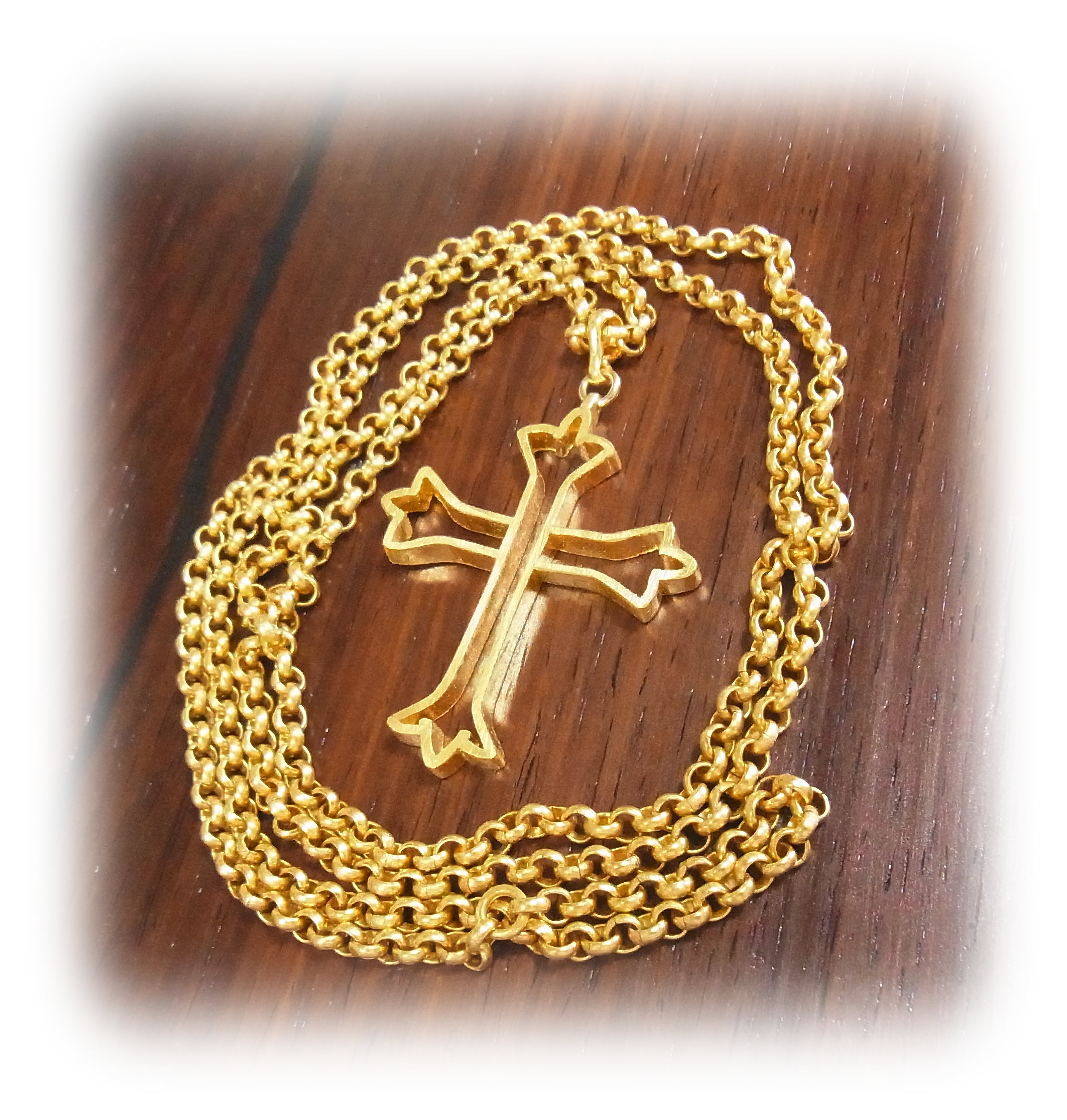 Byzantine Cross pendant with gold chain