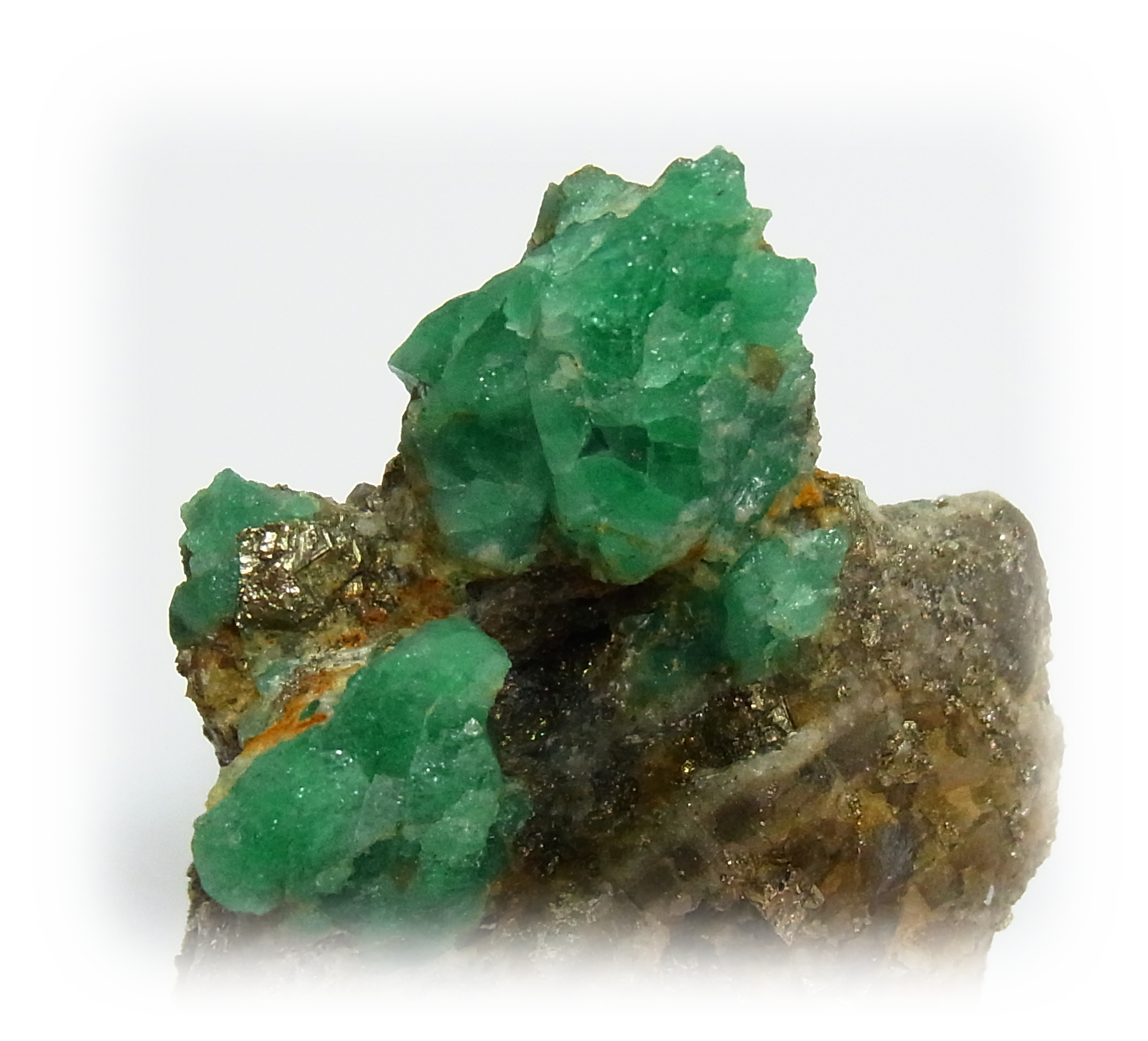 Host rock containing emerald crystals from Colombia