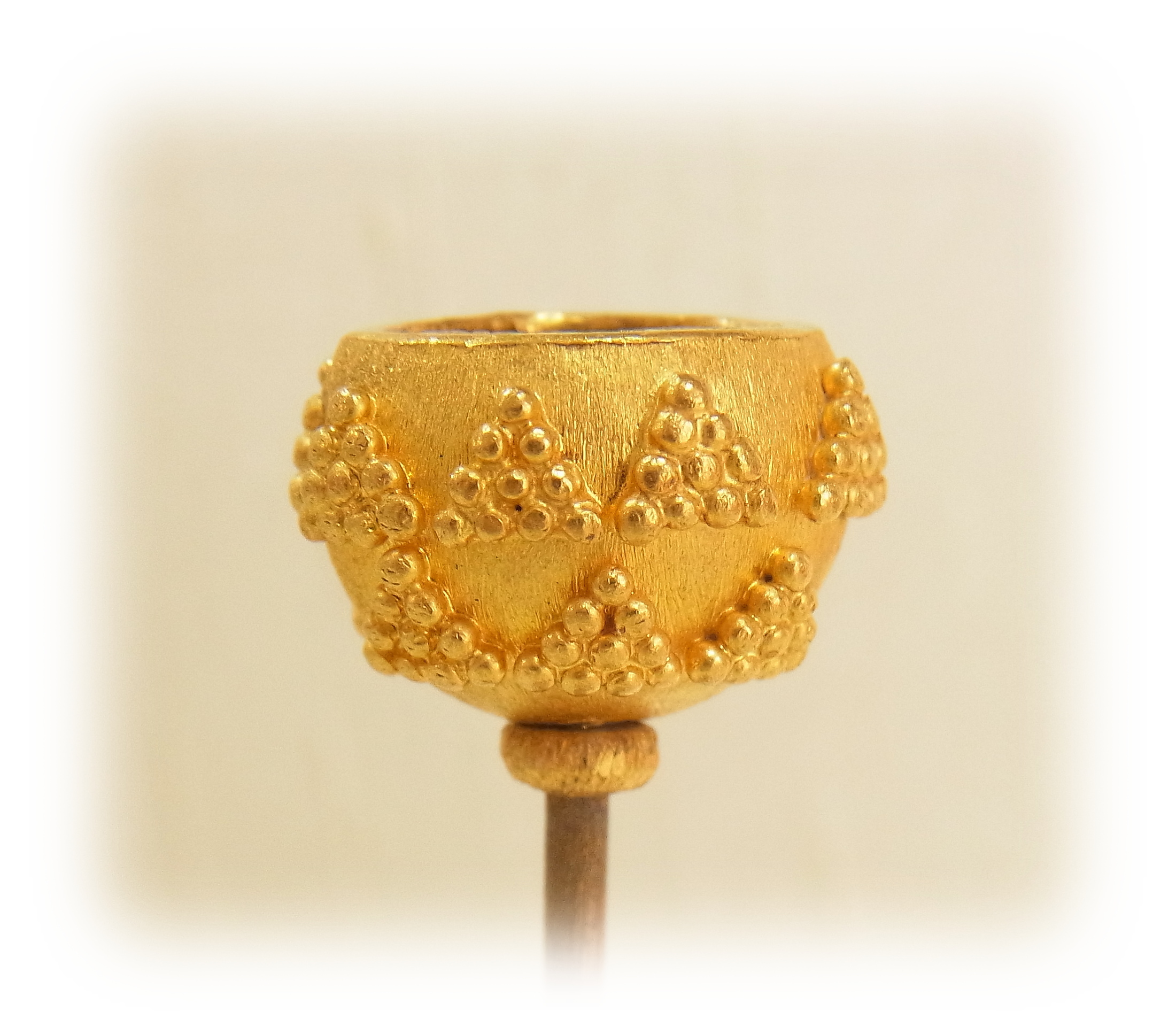Gold granulation Pin with ruby (Enlarged)