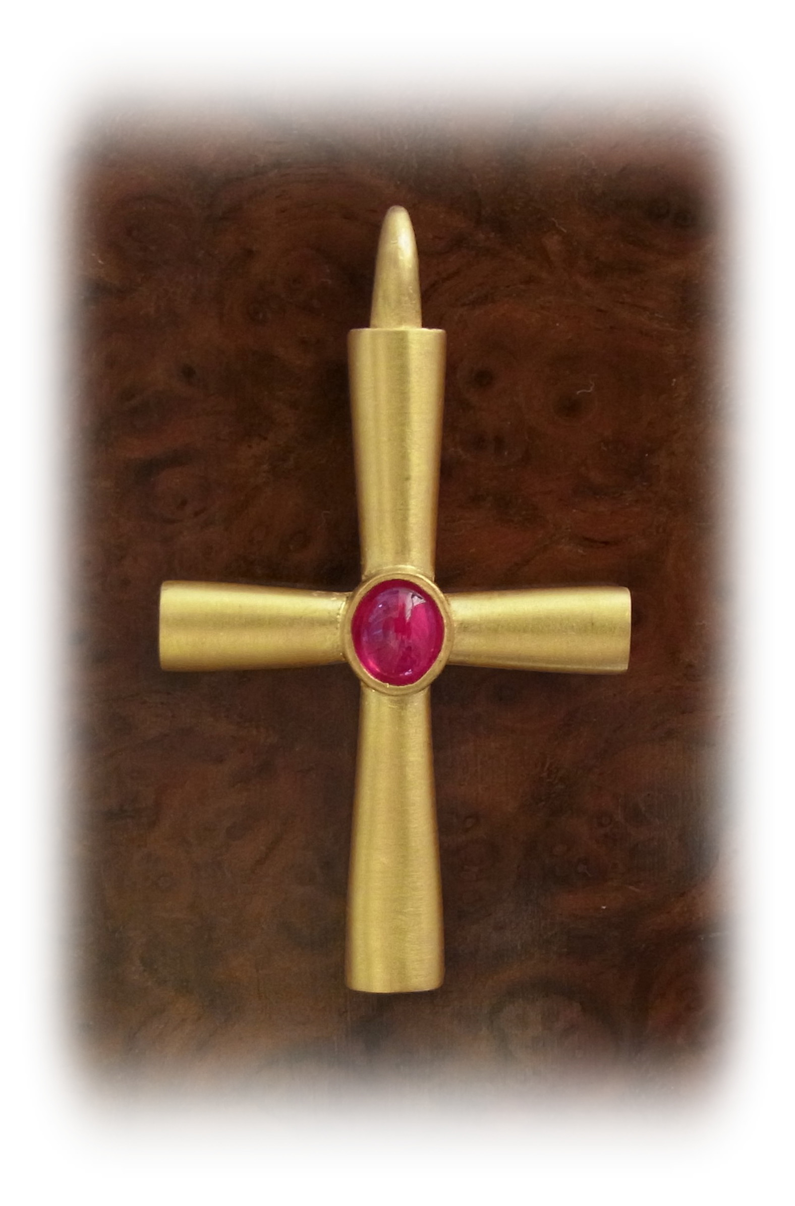 Byzantine Gold Cross with Ruby