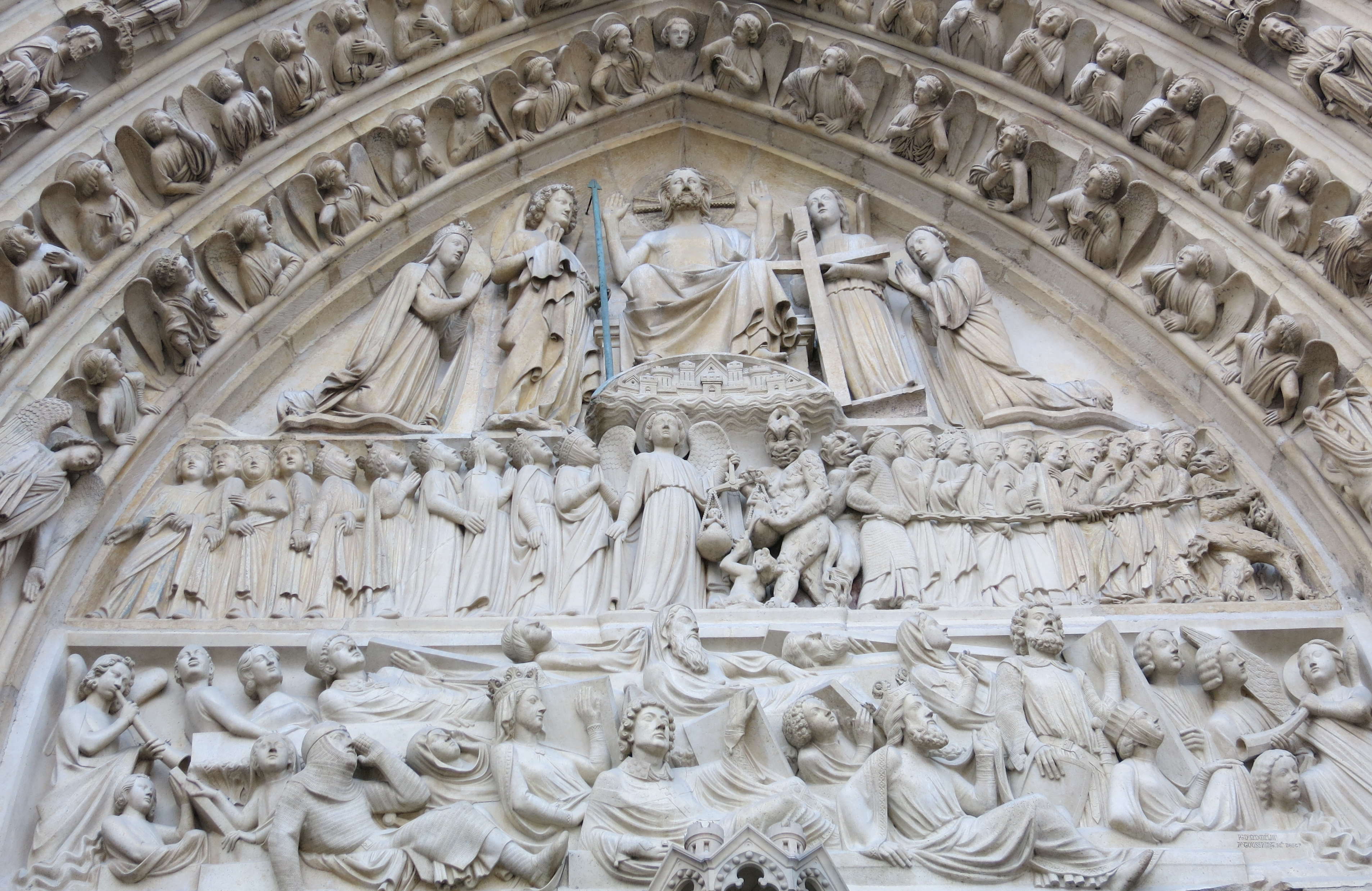 Le tympan du portail du Jugement dernier:ノートルダム大聖堂（パリ）最後の審判のファサード