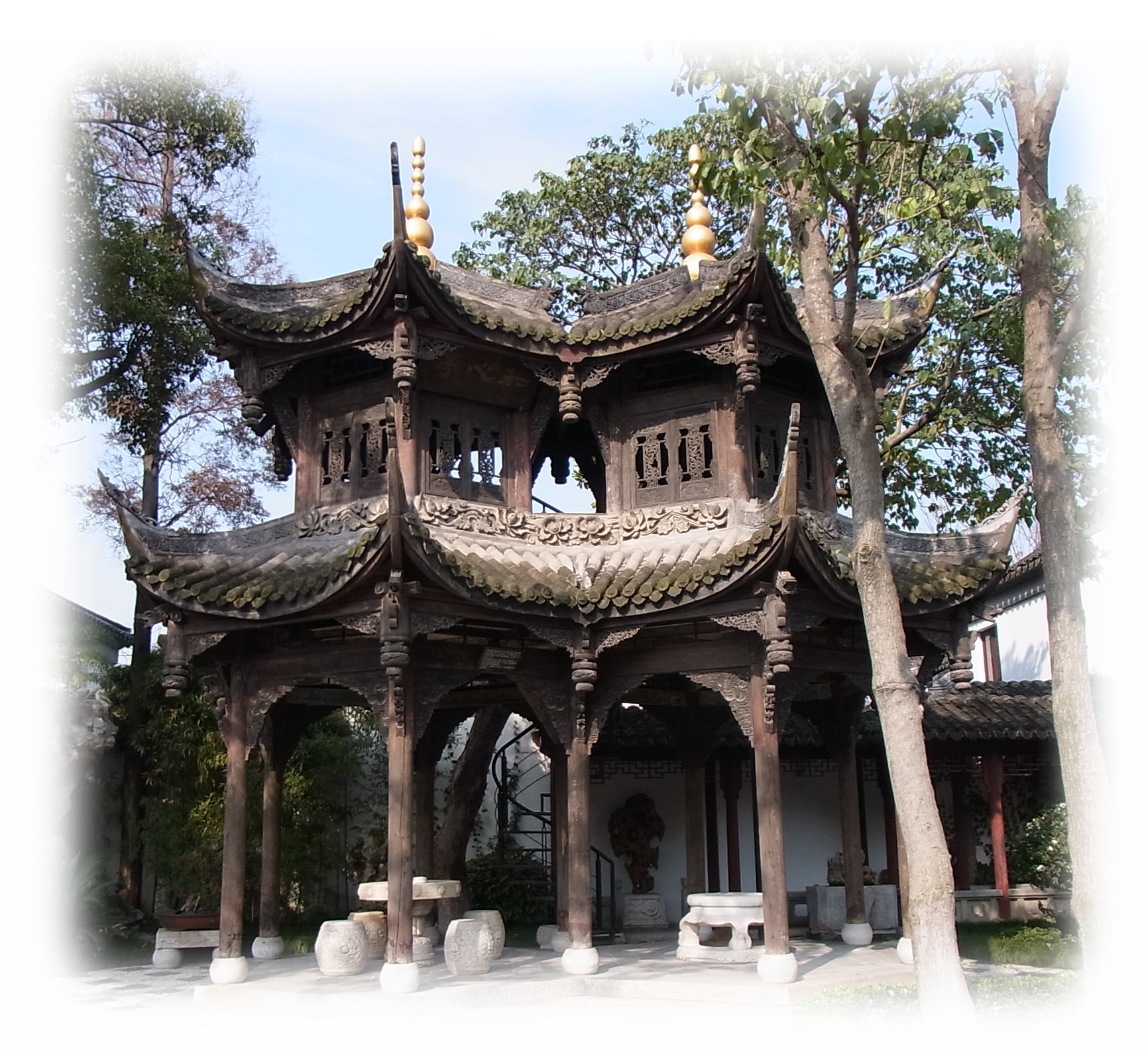 Pavilion of the gardenn in Zhujiajiao, a water town outskirts of Shanghai