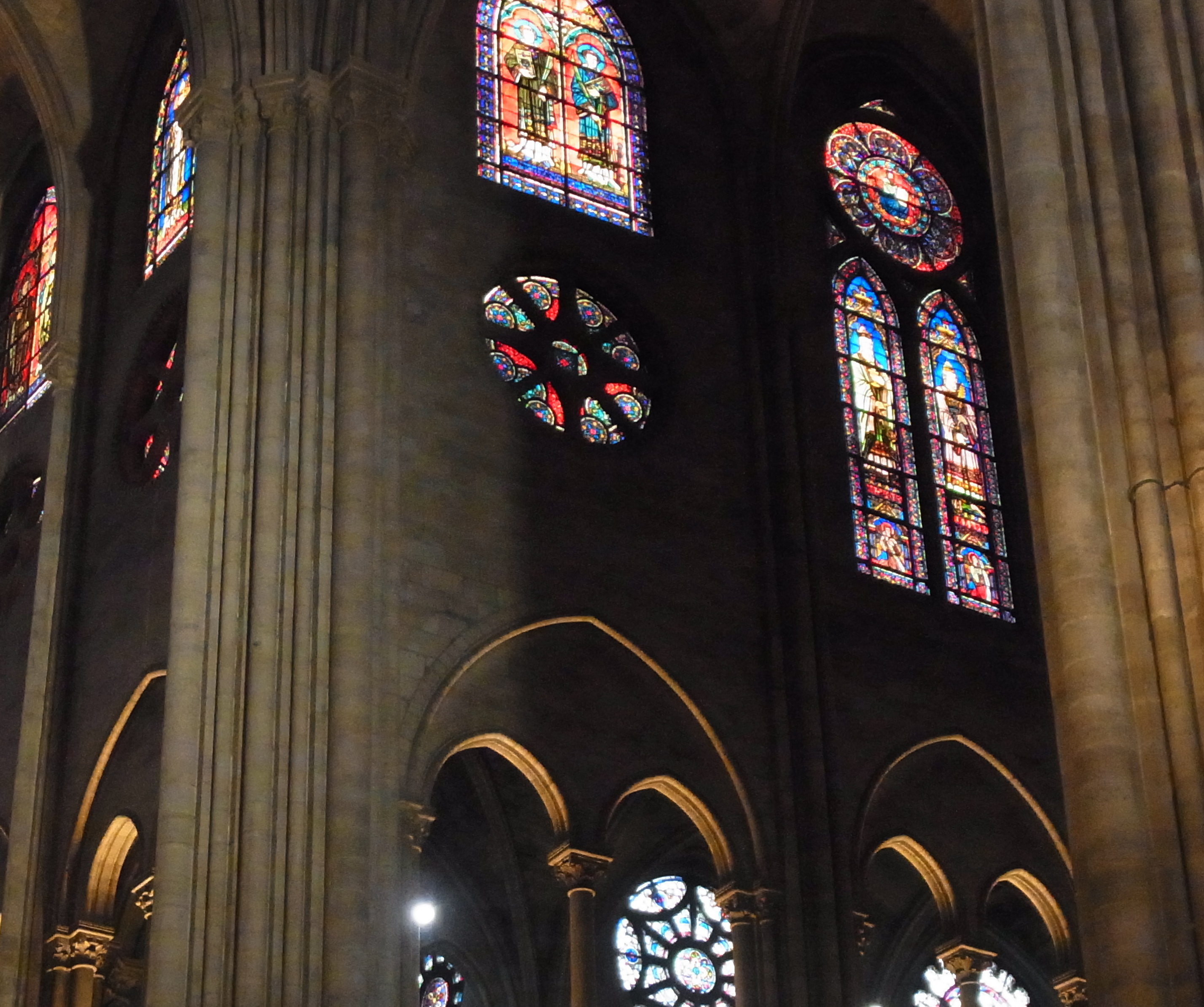 Stained glass windows of Notre-Dame Cathedral in Paris