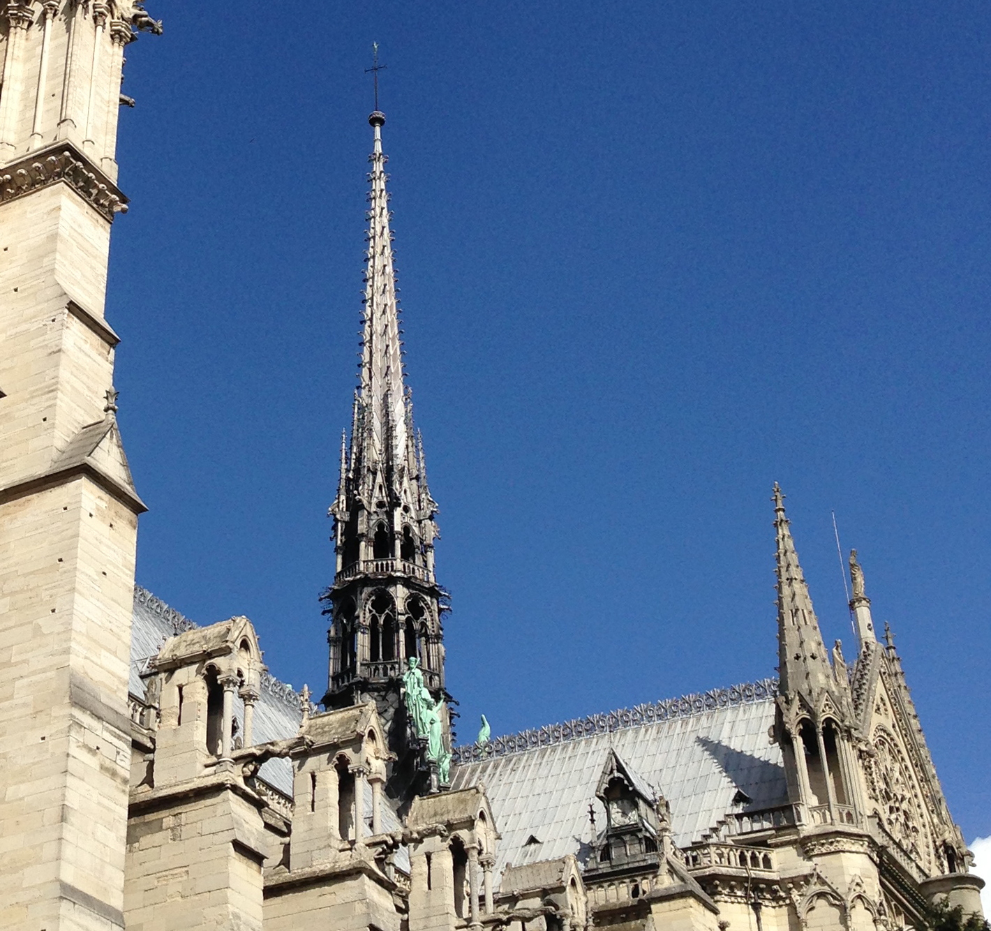 The spire and the roof of Notre-Dame de Paris, lost in the fire on 15 April 2019