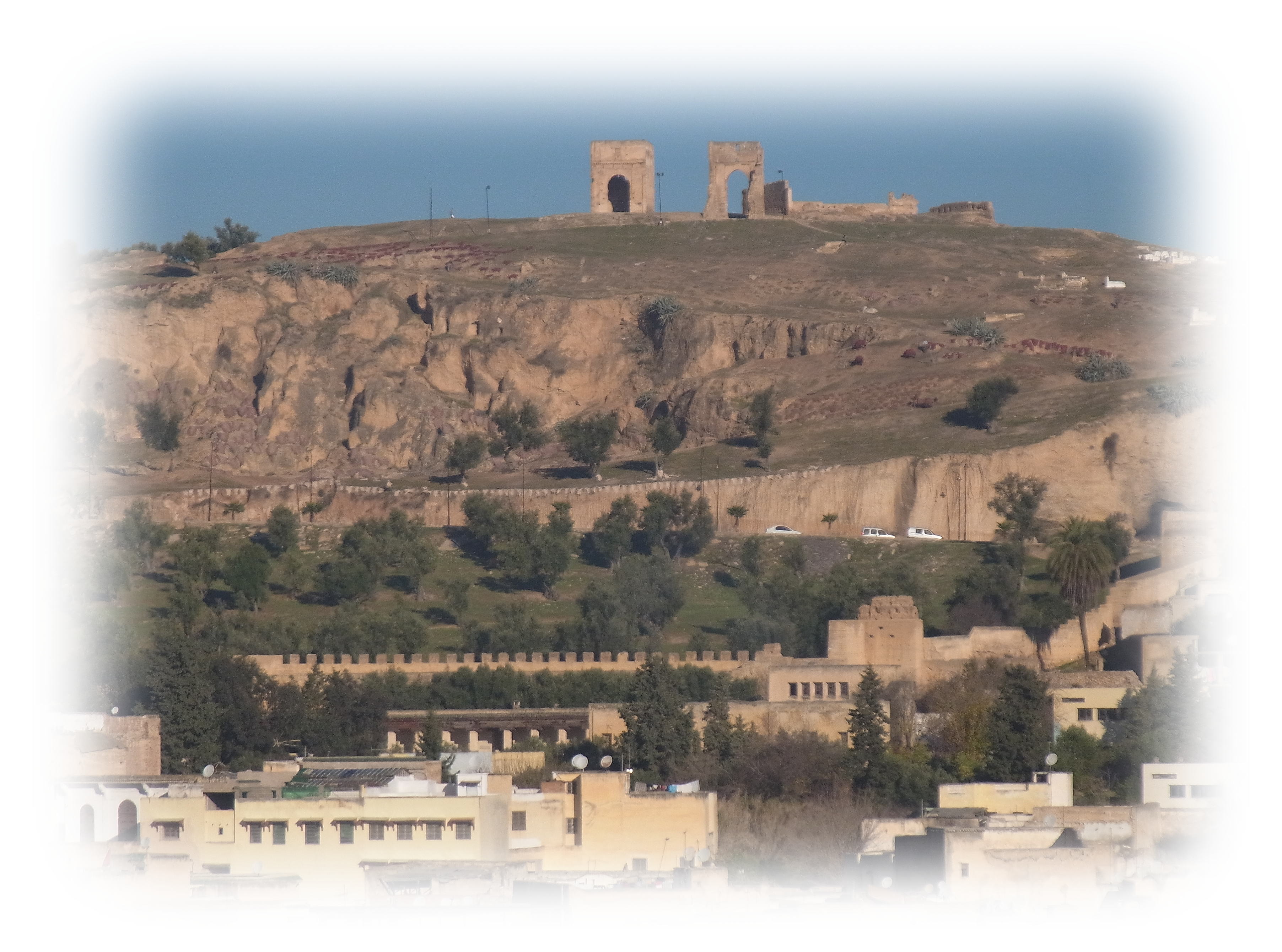 From the rooftop terrace of Dar Bensouda, you can see the ruins on the hill of Fes.